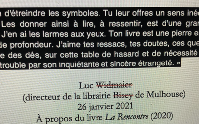 Luc Widmaier (directeur de la librairie de Mulhouse) À propos du livre La rencontre 26/01/2021