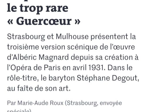 Le Monde,(Marie-Aude Roux) 03/05/2024.